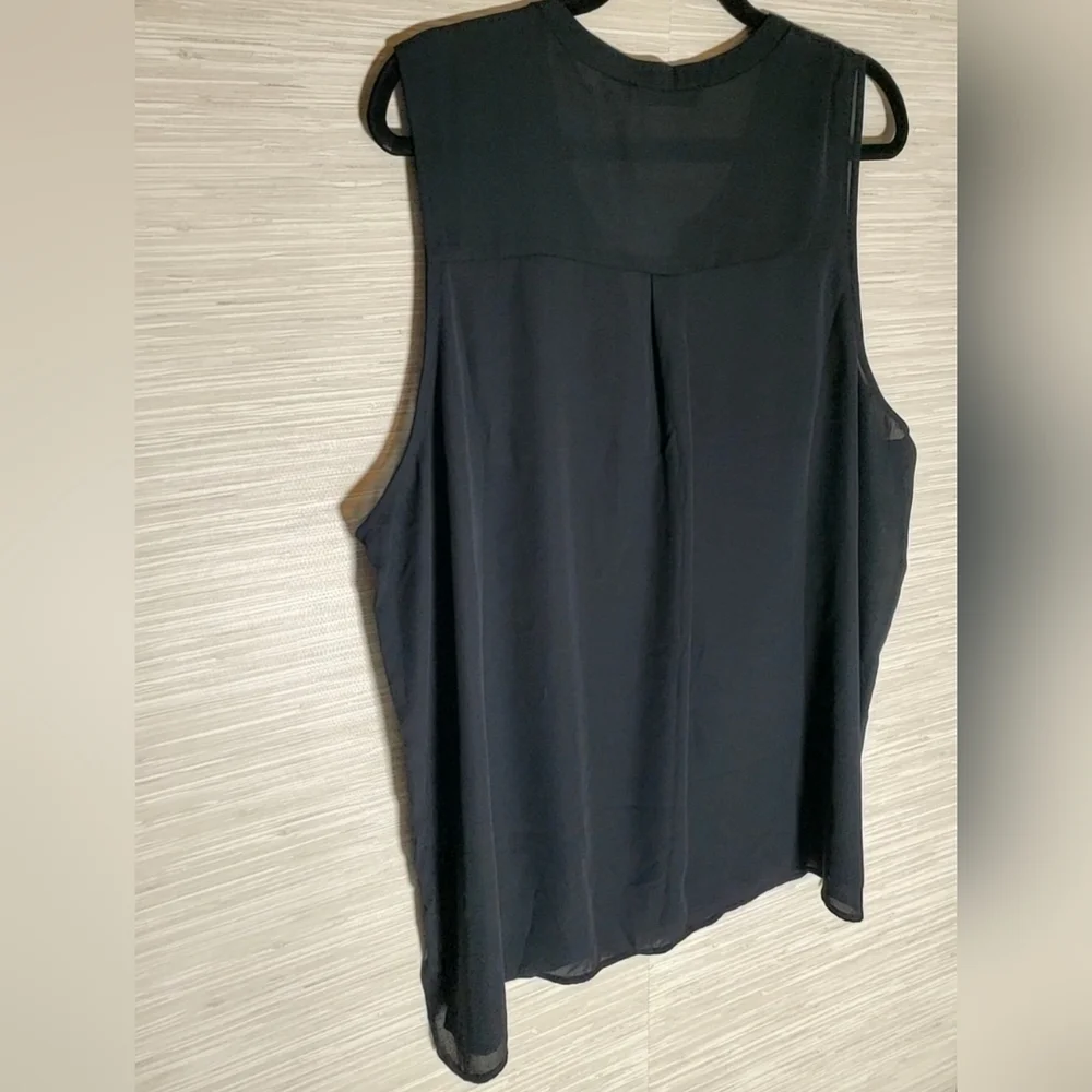 JustFab Black Lace-Up Safari Tank Sheer Sleeveless Top Size 3X NWT - Picture 8 of 10